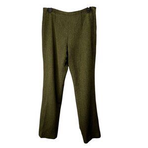 Carlisle Wool Blend Pants 10 Women Olive Green Black Lined Chevron Tweed Career